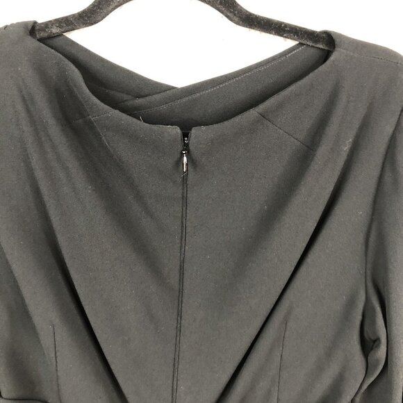 Talbots Runhof Dress Womens 12 Black Ruched Long Sleeve Event Occasion Formal - Picture 13 of 13